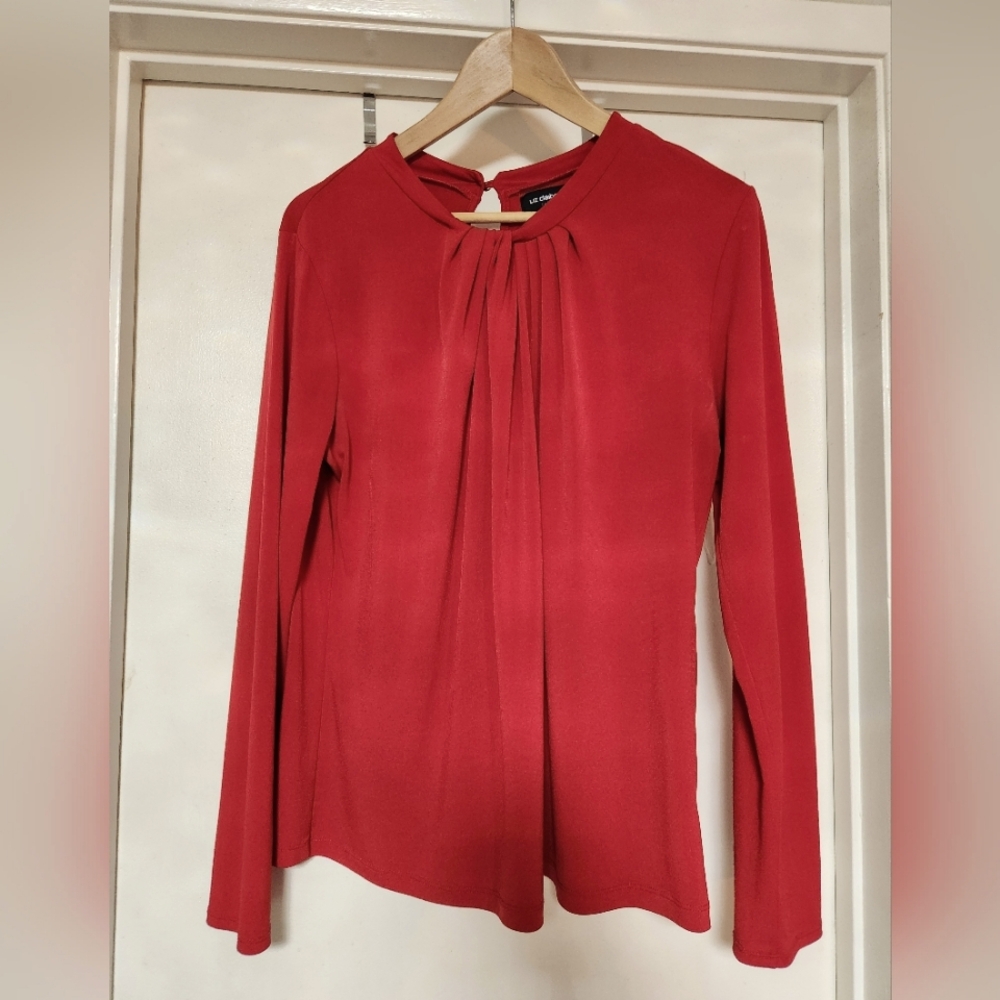 Liz Claiborne Career long sleeve red blouse L